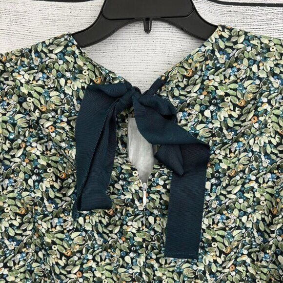 Charlotte Brody Leaf Print Puff Sleeve Top With Back Tie Size L - Picture 4 of 4